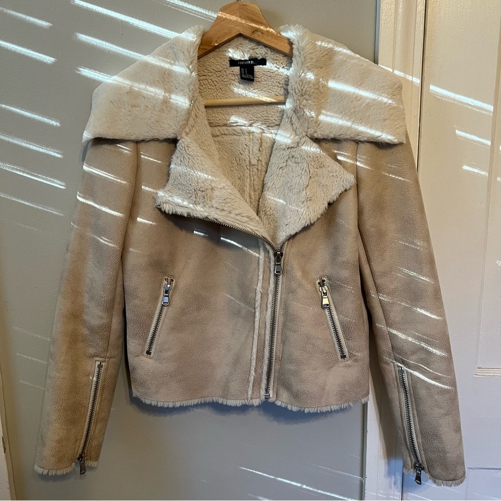 Forever 21 Beige Suede Moto Jacket